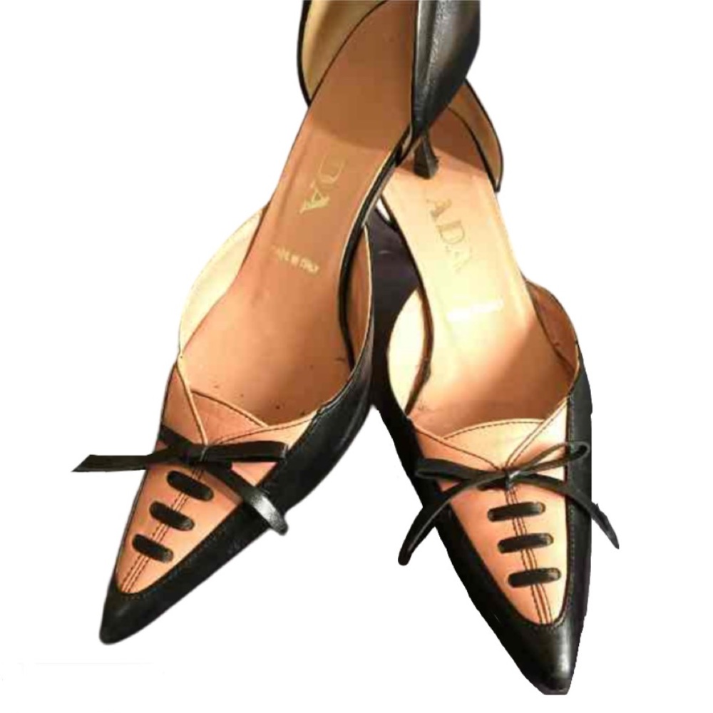 Prada Pink and Black pumps bow tie